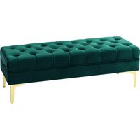 Panca Fondo Letto Imbottita Trapuntata Effetto Velluto 118x45x42 cm Verde Scuro