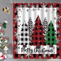 (180x180 Cm, Christmas Tree) Bathroom Christmas Shower Curtain, Cute Gnome Christmas Tree Snowman Happy Bathroom Shower Curtain Weighted Hem Winte