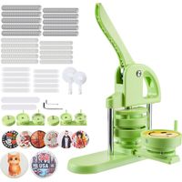 VEVOR Macchina per Spille, Macchina Punzonatrice 200 pezzi Kit per Fustellatrice Manuale per Badge 58/75 mm, Impugnatura Ergonomica, per Spille Personalizzate Fai da te, Verde
