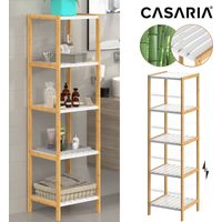Casaria – Étagère en bambou meuble de rangement salle de bain – 5 tablettes – Charge 10 kg par niveau – Dimensions 140x33x34 cm