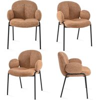 Goeurvant Moderne Esszimmerstühle mit verstellbaren Füßen, skandinavischer Stil, ideal für Esszimmer, Wohnzimmer oder Büro - 4er Set - Orange - Chenille