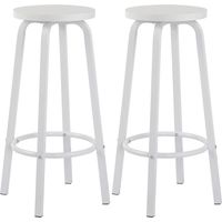 WOLTU Set di 2 sgabelli da bar-bistrot - Seduta in MDF - Struttura in metallo - Sgabello da cucina - 30 x 30 x 72 cm - Bianco