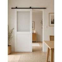 Puerta corredera Athena blanca H204 x L83 cm, riel con rodillos, carcasas blancas para GD MENUISERIES