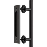 Freosen – Poignée de porte coulissante 30 cm en acier au carbone noir – Design ovale ergonomique – Installation facile pour portes de 3 à 5 cm d'épaisseur
