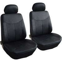 1 + 1 Housses universelles pour sièges avant de voiture/van, revêtement en simili-cuir noir