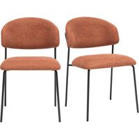 Chaises en tissu effet velours texturé terre brûlée et métal noir (lot de 2) BENTA