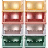 8 pcs Organisateur Armoire Vetement Boite Rangement Vetement Plastique Pliable et Empilable Organisateur Tiroir Coulissant pour Vetements, Pantalons, Dressing, Penderies
