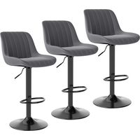 Bar Stools , with Back, Adjustable PU Leather (Grey,Set of 3)