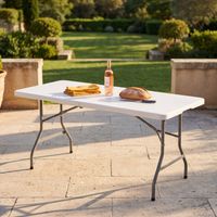 Table Pliante, Table Buffet Pliable Pour 8 Personnes, Table de Fête Portable Pour Jardin/terrasse/balcon/camping