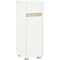 Mobiletto Bagno con Cassetto e Armadietto con Mensola Regolabile in Legno 30x33x88cm, Bianco