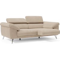 Donatello Sofa mit ausziehbaren Sitzen, Armlehnen mit Staufach aus abwaschbarem Stoff T23 183 cm Beige