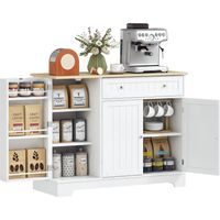 Credenza Moderna con Spazio di Archiviazione, Mobile Buffet con Cassetto, Ripiani Regolabili, Piccola Dispensa da Cucina con Ripiani Porta, Bianco