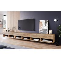 Mueble de TV 300 cm LOWBOARD A, mueble de televisión, iluminación LED incluida, color castaño
