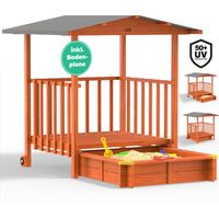 Spielwerk Sabbiera con Tetto Veranda Protezione UV 50 Legno Ecologico Sandbox per Bambini Gioco Esterno Playhouse Merle (de)