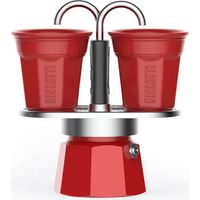 Bialetti Mini Express Double Serve Coffee Maker (2 Cups & 2 Cup Coffee Maker) - Red