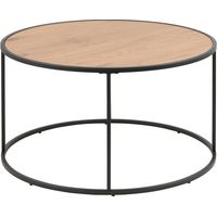 Selsey MAGERTA - Beistelltisch / Couchtisch in Eichenholzoptik mit Metallgestell in Schwarz, rund, 80 cm