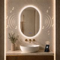 MAERTS-E 600x900mm Illuminated Bluetooth Bathroom Mirror Oval Demister Speaker Touch