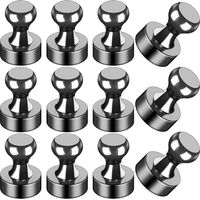 Lot de 12 aimants de réfrigérateur Noirs Petits et puissants pour Tableau Blanc, Bureau, Salle de Classe, Carte, Cuisine