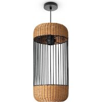 Paco Home Ratán Lámpara Colgante Salón Luminaria Mesa Bohemia Jaula Mesilla Metal Lámpara colgante - Tipo 5, Beige (Ø19 cm)
