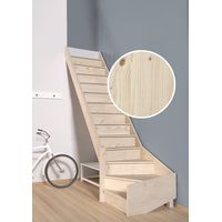 Geschlossene Wendeltreppe von HandyStairs „Vega80“ – Links – 280 cm hoch – 13 Stufen aus Kiefernholz – Ohne Handlauf