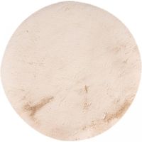 Tapis longs poils shaggy Ø120cm beige tufté rond motif uni JOUTA