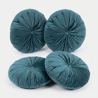 4 Cojines Redondos de 40 cm para Sofá en Poliéster y Terciopelo Artemis YES - Azul 3