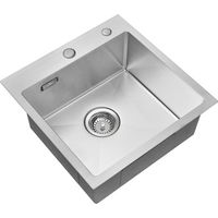 45 x 45 cm Lavello da Cucina 1 Vasca in Acciaio Inox Spazzolato Lavandino Cucina con Troppopieno e Sifone, Senza Piombo, Protezione Ambientale