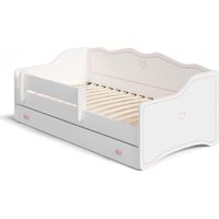Lit enfant EMMA avec tiroir et barreau 80x160 rose