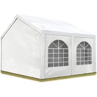 TOOLPORT Carpa de fiesta de alta calidad 4x5 m carpa para fiestas carpa de lona PE 450 N carpa de jardín carpa para fiestas blanca impermeable
