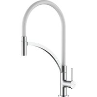 Miscelatore lavello cucina canna in silicone colore bianco Pollini Acqua Design SENSO 2 Cromo