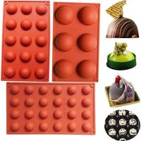 3 pièces (6 pièces + 15 pièces + 24 pièces demi-cercle) - Moule à gâteau demi-cercle en silicone grand format