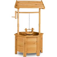 Relaxdays – Puit de décoration jardin en bois avec seau et manivelle – Dimensions H 82 x l 47 x P 41 cm – Matériau bois naturel – Usage extérieur