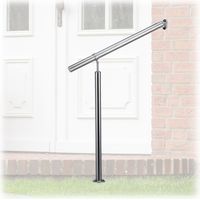 Relaxdays – Rampe d'escalier inox 80 x 90 cm – Supports muraux et chevilles inclus – Résistante aux intempéries – Pour intérieur et extérieur