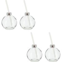 Novaliv 4x tasses de vin chaud 400 ml Mug de Noël personnalisé avec paille - Boule de Noël comme mug à vin chaud - Mug motif boule de sapin de Noël