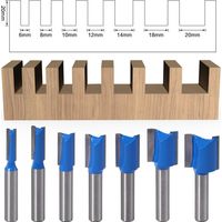 7-teiliges 8-mm-Fräser-Set zum Reinigen von Holz, Fräser mit 6/8/10/12/14/18/20 mm Durchmesser, bündiges Muster-Fräser-Set, blau