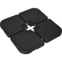 AS EASY Pied de parasol déporté, lot de 4, lestable avec 60 litres d'eau ou 78 kg de sable, coloris noir pour une stabilité optimale.