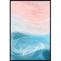 Affiche encadrée abstraite vague bleu et rose