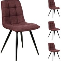 Lot de 4 chaises repas en tissu bordeaux et noir - ALIZO
