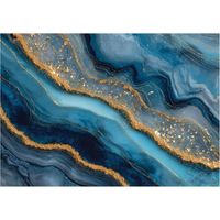 Moderne Fototapete Marmor Blau Gold – Großformat Wandtapete 300x210 cm – Design für Wohnzimmer & Schlafzimmer