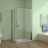 Cabine de douche70x70x185cm 2 portes de douche pivotante et pliante verre anticalcaire
