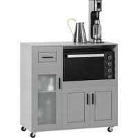 Sobuy – Meuble micro-ondes sur roulettes FSB78HG – Armoire de cuisine 89x40x89 cm – 3 portes, 1 tiroir, 1 compartiment – MDF E1 et verre