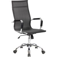 Dmora - Silla de oficina Dardit, Silla ejecutiva con reposabrazos, Silla de oficina ergonómica, Negro, 63x54h106/116 cm