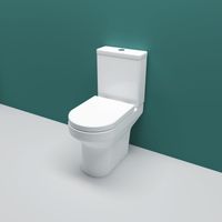 Bathroom Ceramic White Rimless Round Close Coupled Toilet Soft Close Seat WC Pan