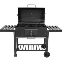 Barbecue au charbon de bois 78x42,5 cm avec couvercle et étagère, fonte