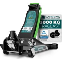 CargoVA Cric Hydraulique 3T PRO Plat 75mm – Certifié TÜV, Double Piston, Cric Rouleur Professionnel pour SUV & Voiture, Hauteur de Levage jusqu'à 500mm
