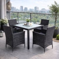 Polyrattan Sitzgruppe Gartenmöbel Set Rattan Gartenset Essgruppe Anthrazit Grau