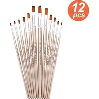 12pcs Paint Brushes Set Kit Flat Shader Tip Brushes with Nylon Hair for Artist Acrylic Aquarelle Gou
