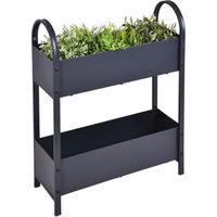 Metall Etagen Hochbeet anthrazit pulverbeschichtet - 60 x 22 cm - Frühbeet aus Eisen dunkelgrau mit 2 Pflanzkästen