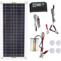 Kit de panneau solaire 12V à 220V 30W avec onduleur 220W et chargeur de batterie 30A pour camping et randonnée