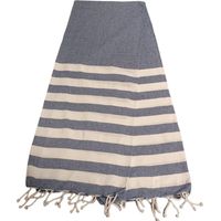 Atout Ciel Telo mare Fouta a righe con frange, 90 x 180 cm, blu marino